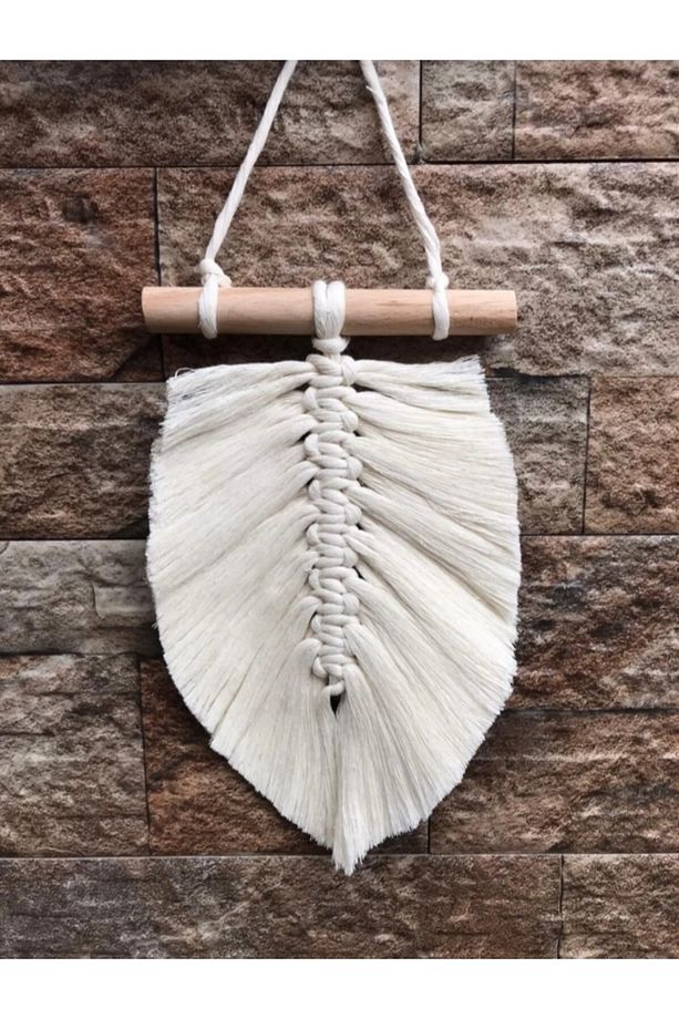 El Örmesi Makrome Duvar Süsü Dekoru (tüy-yaprak Model) - 1