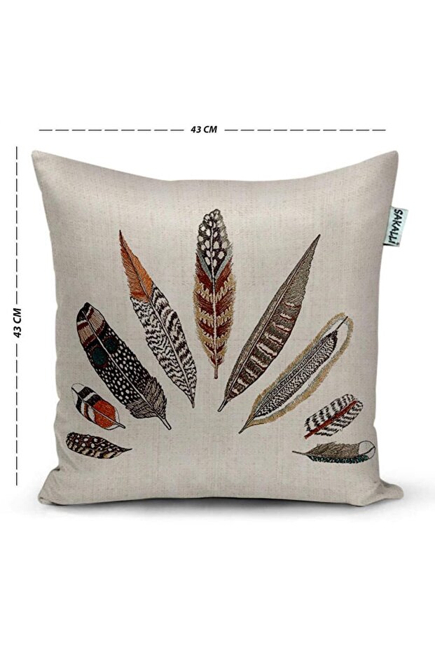Set of 4 Throw Pillow Cases with Lucky Feather Pattern - 2