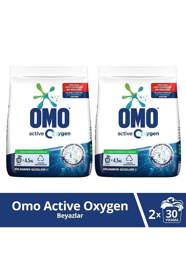 Active Oxygen Toz Çamaşır Deterjanı Beyazlar Için Ilk Yıkamada Çıkarır 4,5 Kg X2 Adet - 1