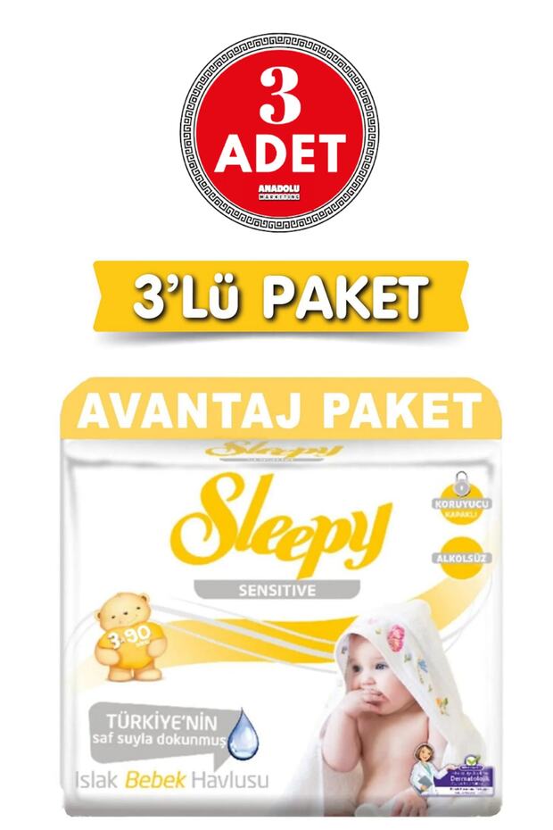 3'lü Sensitive Islak Havlu 90 Lı 3 Adet - 1