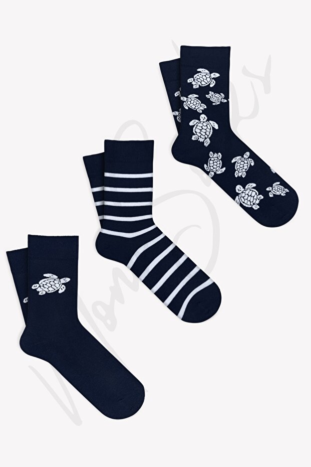 3 Pack Turtle Patterned Socks - 1
