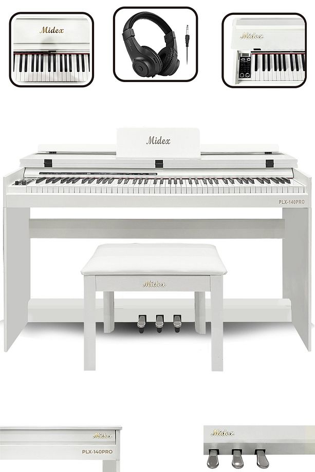 Plx-140 Pro-wh Dijital Piyano Bluetooth Tuş Hassasiyeti 88 Tuşlu Kapaklı (KULAKLIK VE TABURE) - 5