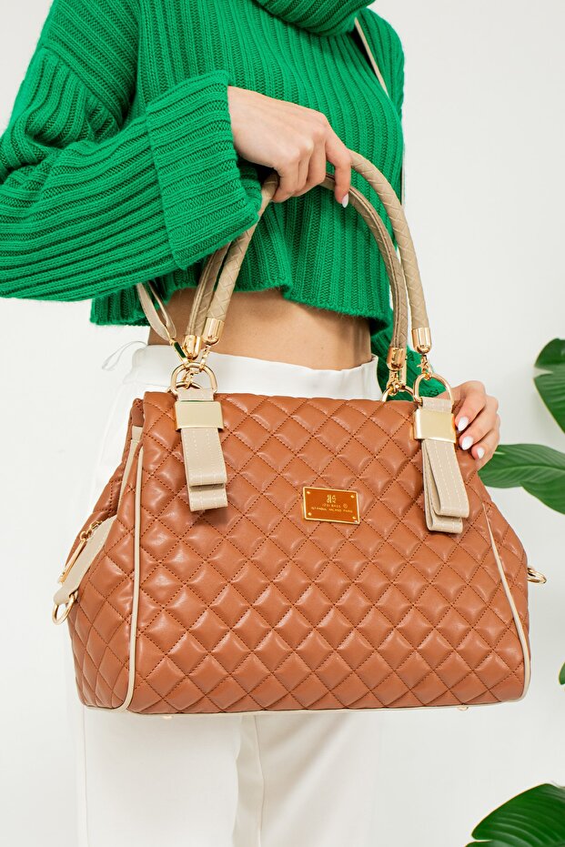 Quilted 3 Compartment Shoulder and Shoulder Bag