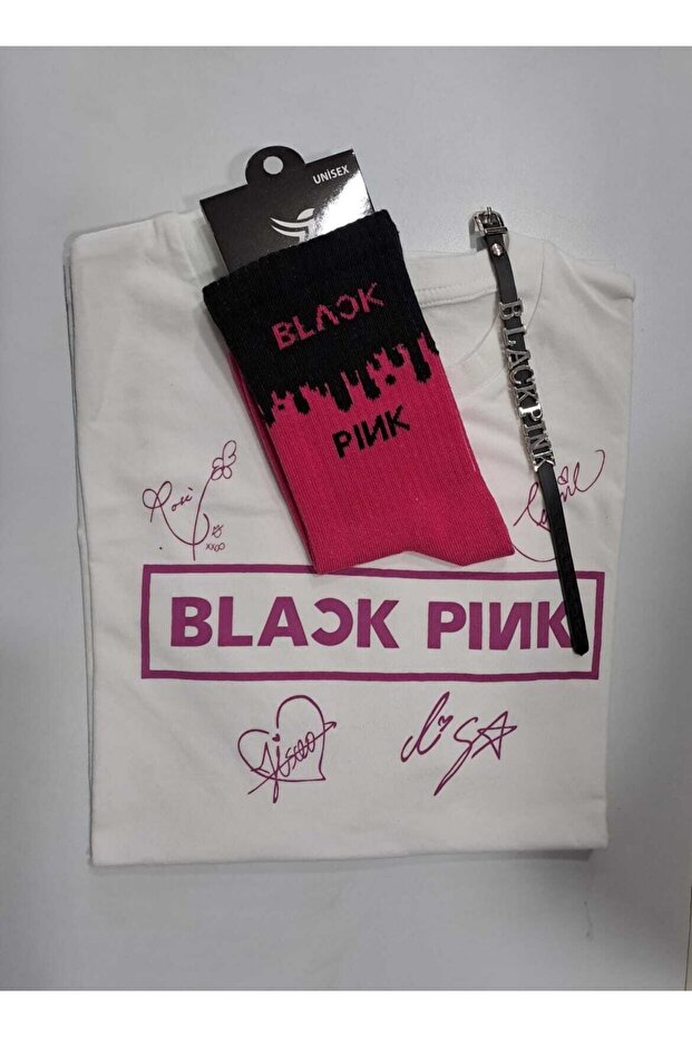 Blackpink Unisex T-shirt Socks Bracelet Combination