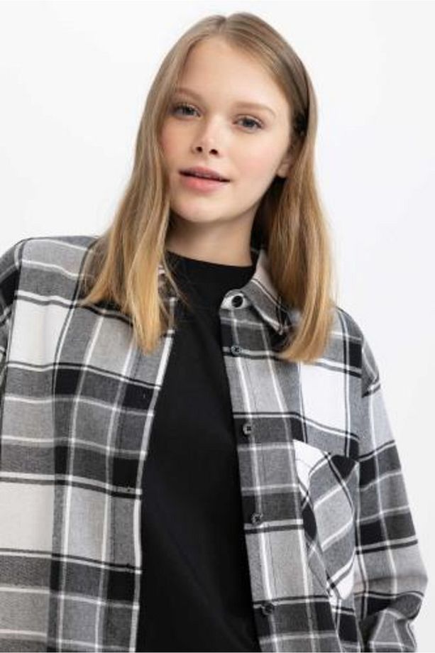 Coool Oversize Fit Kareli Uzun Kollu Flanel Gömlek U7539az23sp - 4