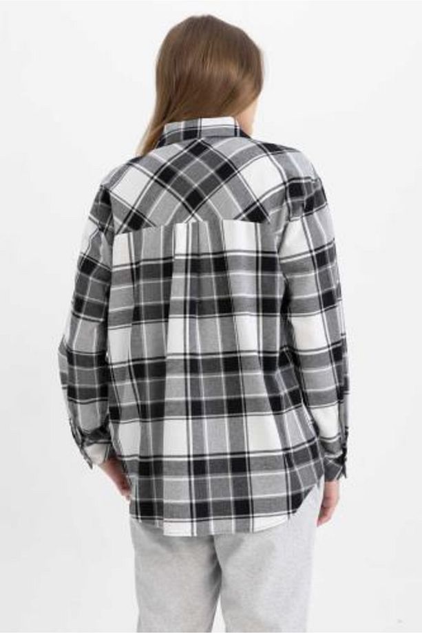 Coool Oversize Fit Kareli Uzun Kollu Flanel Gömlek U7539az23sp - 5