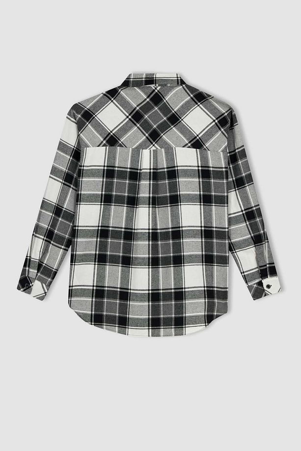 Coool Oversize Fit Kareli Uzun Kollu Flanel Gömlek U7539az23sp - 8