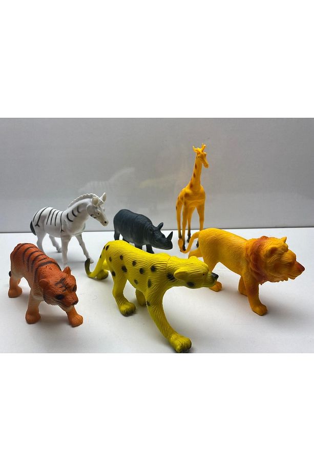 Vahşi Hayvanlar Aslan Kaplan Zürafa Gergedan Zebra 6’lı Poşetli Hayvan Vahşi Kaliteli - 2