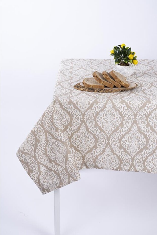 Luxury Linen Fabric Table Cloth Stain Resistant Options Ilan Damaks Beige