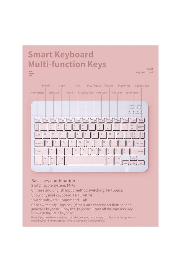 Gn-62 Kablosuz Bluetooth Klavye Mouse Seti Ultra Ince Taşınabilir Türkçe Q Klavye Pembe - 4
