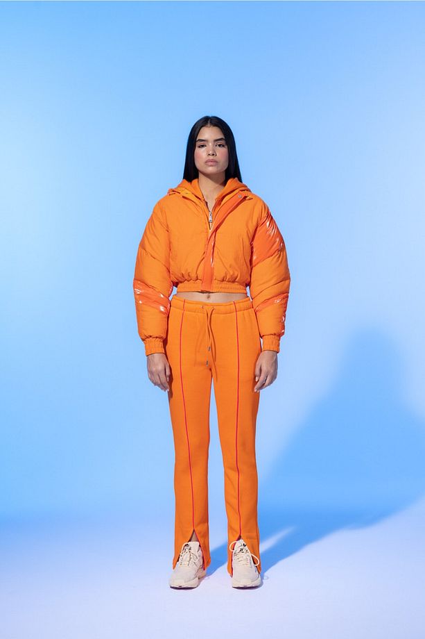 Glossy Y2k Orange Puffer Coat - 1
