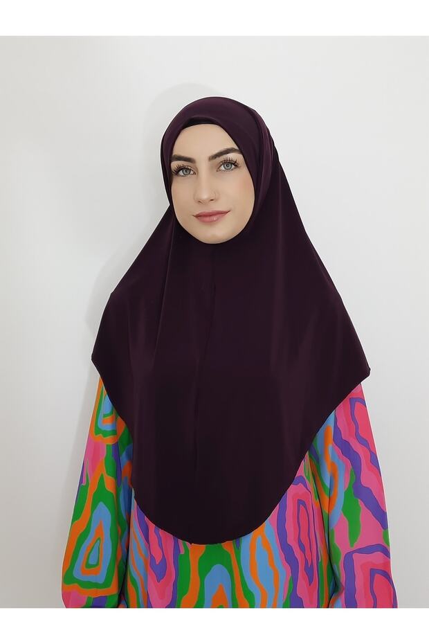 Namaz Örtüsü Hazır Büyük Esarp Malezya Modeli Khimar Hac Ve Umre Icin Uygundur Mürdüm - 1