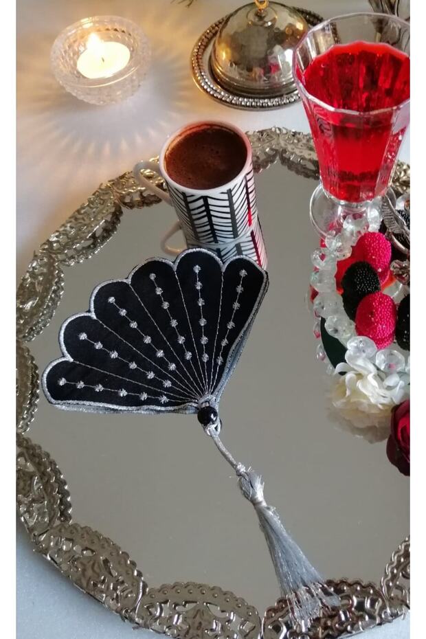 Kokteyl Peçetesi,sunum Peçetesi,nakışlı Peçete (1 Adet ) Yelpaze Model - 1