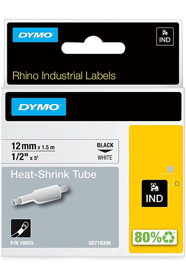 Rhinopro, Heat Shrinkable Strip (12 Mm X 1.5 Mt), White/black - 18055
