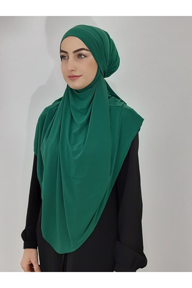 وشاح كبير عملي مع ربطة عنق سوفليه جاهزة، لون أخضر خيمار