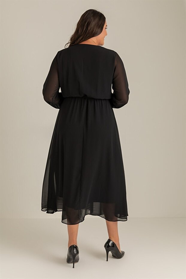 Lined Midi Chiffon Dress - 3