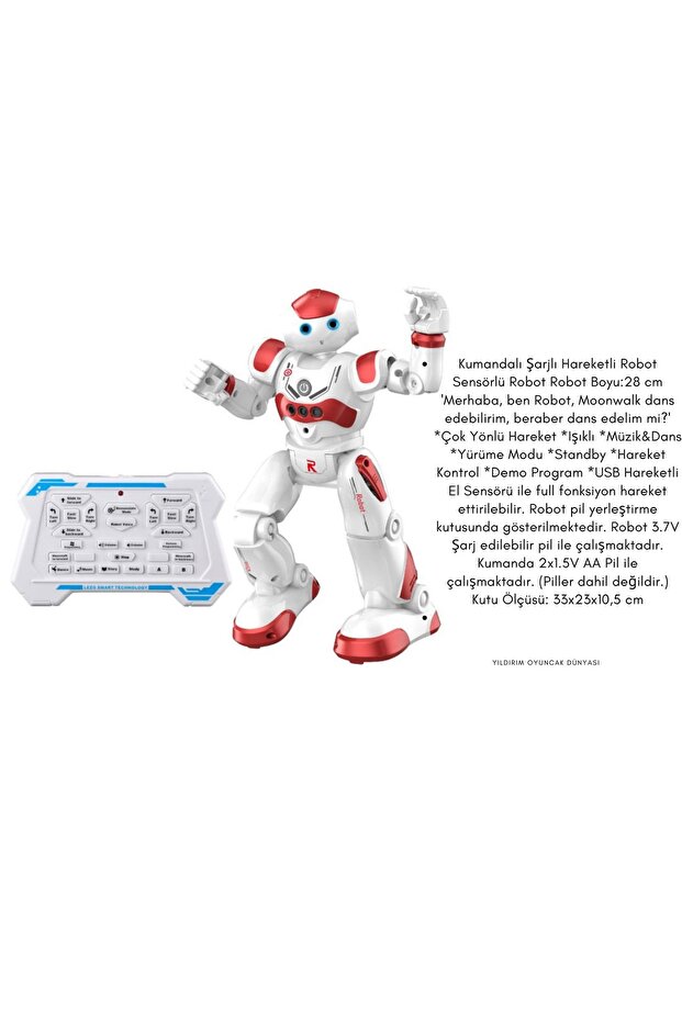 Kumandalı Şarjlı Hareketli Robot Kırmızı - 1