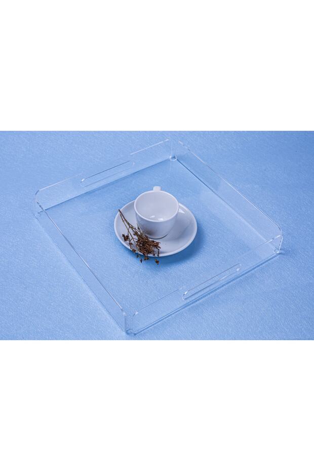 Transparent Plexiglass Tray 25x25 Cm Service, Coffee, Tea and Presentation Tray