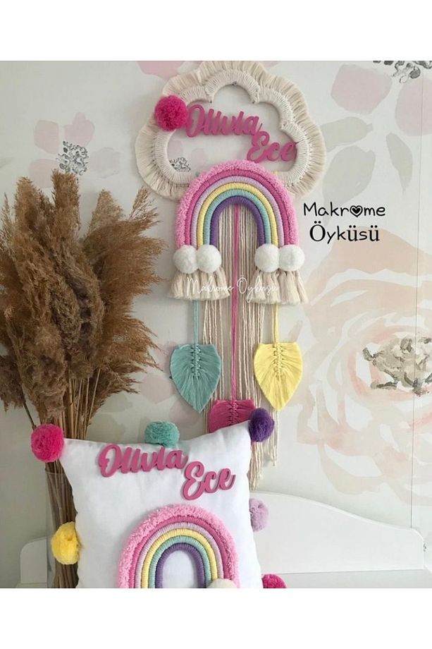 Makrome Isimli Bulut Model Kapı Süsü & Makrome Isimli Yastık Kılıfı - 1