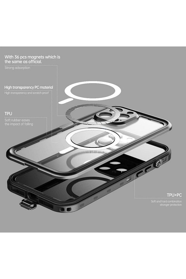 Iphone 13 Pro Max Kılıf 360 Derece Kaplar Proff Su Geçirmez Su Altı Çekim Manyetik Magsafeli - 2