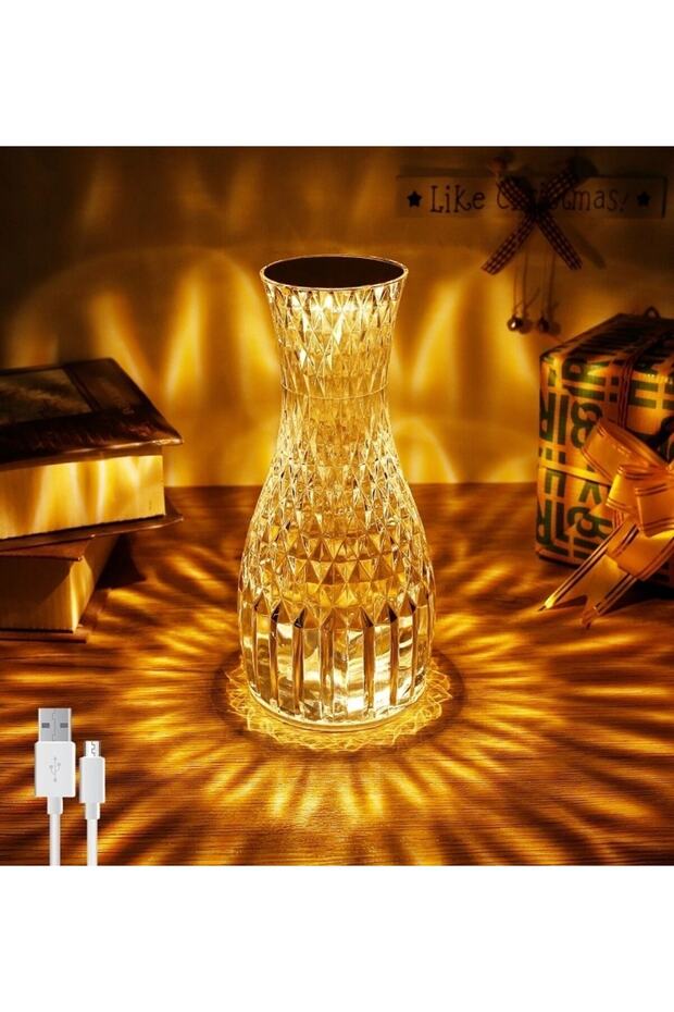 Kristal Masa Lambası Rgb Renk Değiştiren Gece Lambası 16 Renk Ve 4 Mod Dokunmatik Kontrol - 3