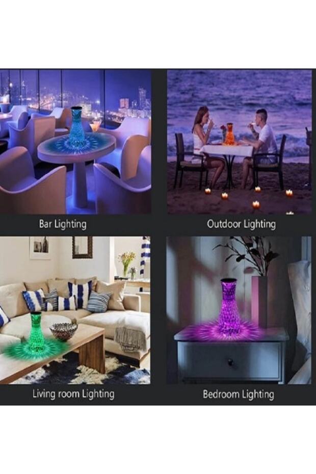 Kristal Masa Lambası Rgb Renk Değiştiren Gece Lambası 16 Renk Ve 4 Mod Dokunmatik Kontrol - 6