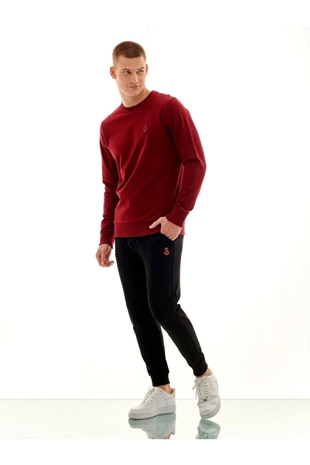 Lisanslı Erkek Basic Bordo Sweatshirt - 2