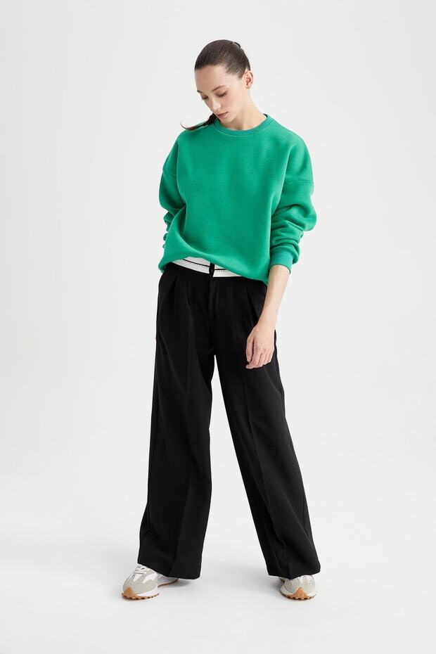 Bisiklet Yaka Basic Sweatshirt - 4