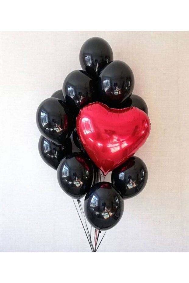 Valentine's Day Balloon Red Cap Foil Balloon And Black Balloon Concept