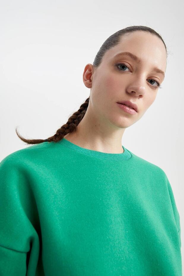 Bisiklet Yaka Basic Sweatshirt - 6