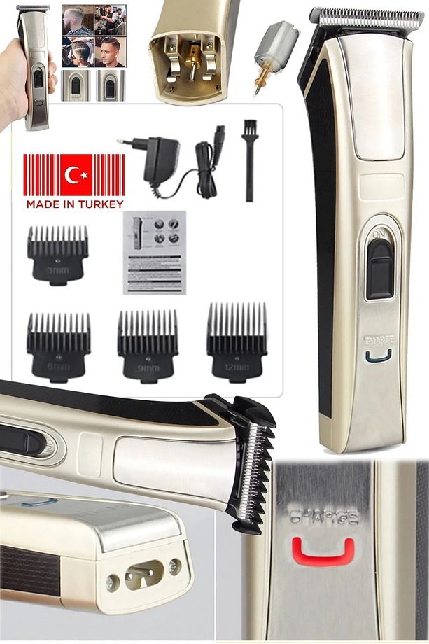 Sakal Saç Vücut Tıraş Makinesi Şarjlı Sakal Düzeltici 4 Başlıklı Kesim Alet Gold Cihaz Tıraş Makine - 4