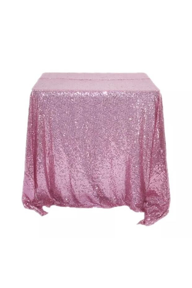 Pembe Pullu Payetli Masa Örtüsü - Pembe - 1