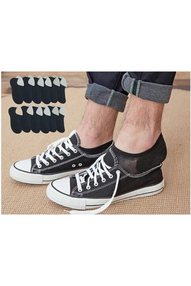 Pack of 12 Men's Cotton Washable Sneakers Invisible Socks