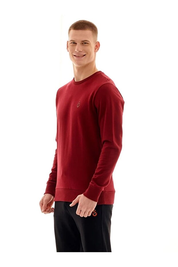 Lisanslı Erkek Basic Bordo Sweatshirt - 3