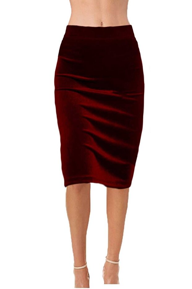 Kadife Kalem Etek Bordo - 1