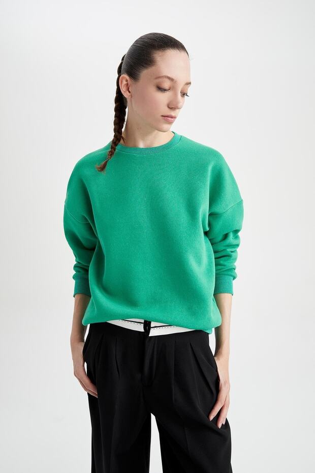 Bisiklet Yaka Basic Sweatshirt - 3