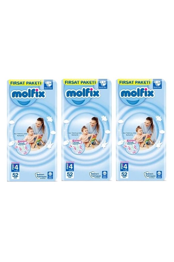 4+ Beden Maxi Plus Fırsat Paketi 9-16 kg 52 Adet Bantlı Bebek Bezi X3 Adet 156 Adet - 1