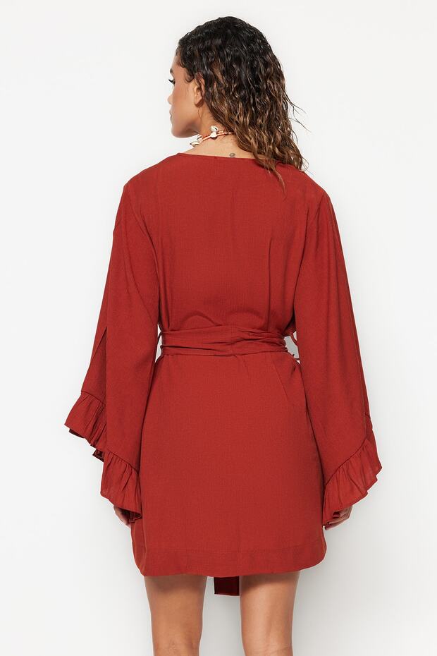 Tarçın Dokuma Plaj Mini Kuşaklı Kimono&Kaftan TBESS21KM0002 - 6