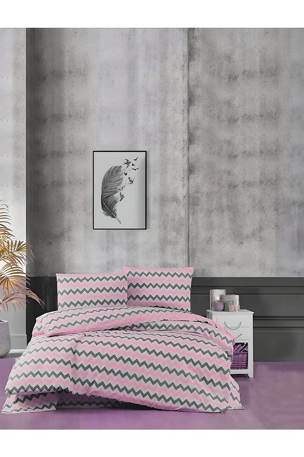 Zigzag Desen Lüks Pamuklu Tek Kişilik Nevresim Seti - 1