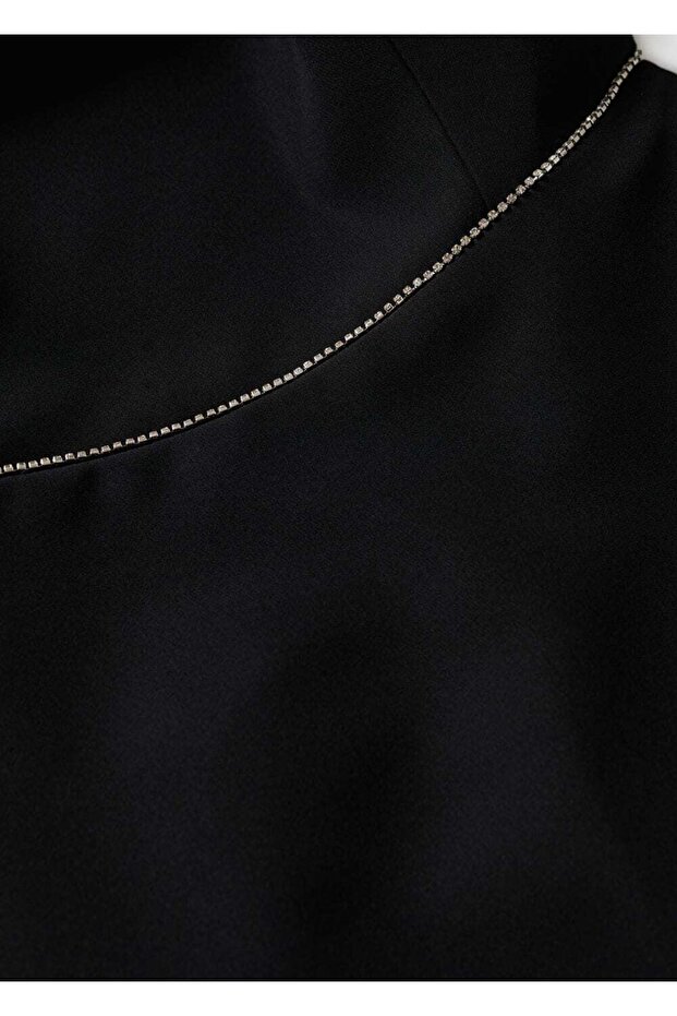 Sırtı Açık Strass Taşlı Elbise - 7