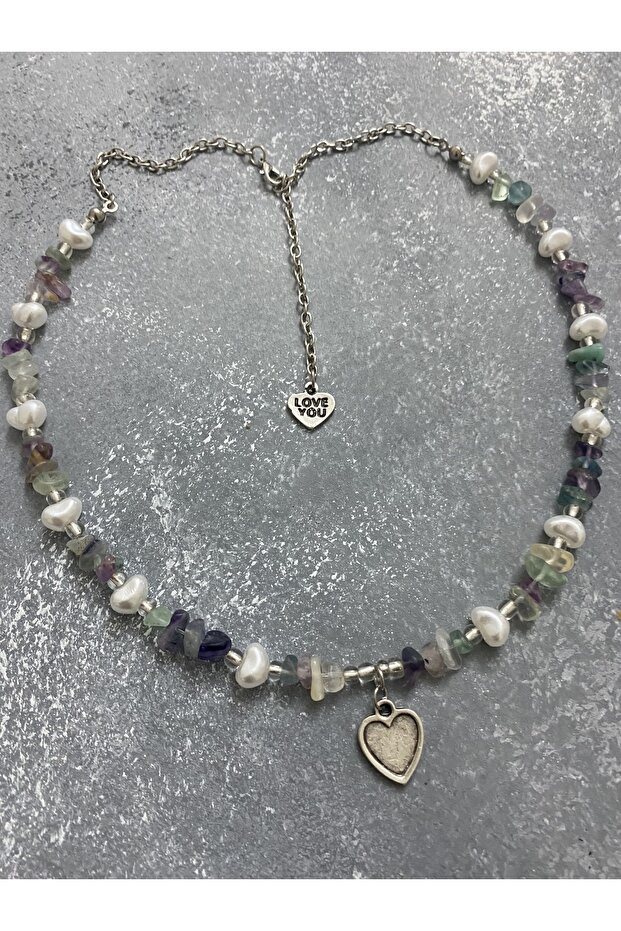 Natural Stone Fluorite Necklace Natural Stone Fluorite