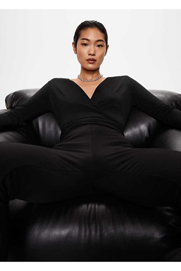 Anvelop Kesim V Yaka Tişört - 5