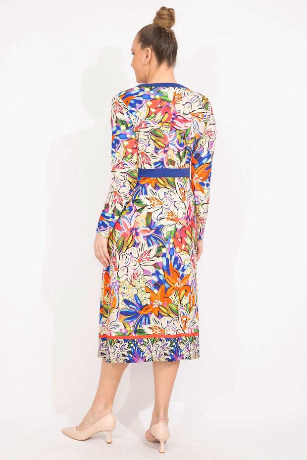 Women's Plus Size Colorful V-Neck Colorful Long Dress 65n35514 - 3