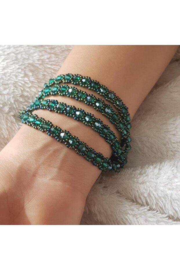 سوار أخضر متعدد مصنوع يدويًا - 1