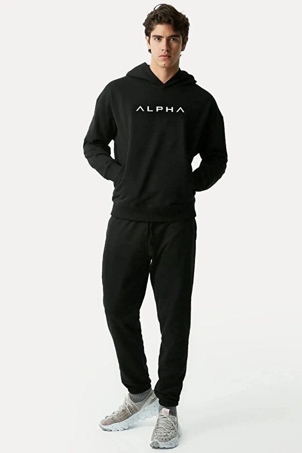 Printed Oversize Hooded Sweatshirt Set