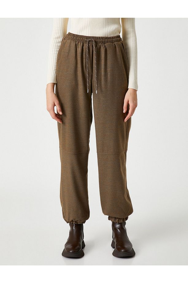 Jogger Pantolon Beli Lastikli Bağcıklı Kumaş - 3