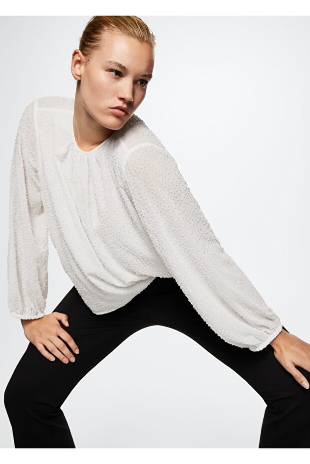 Boncuk Detaylı Bluz - 6