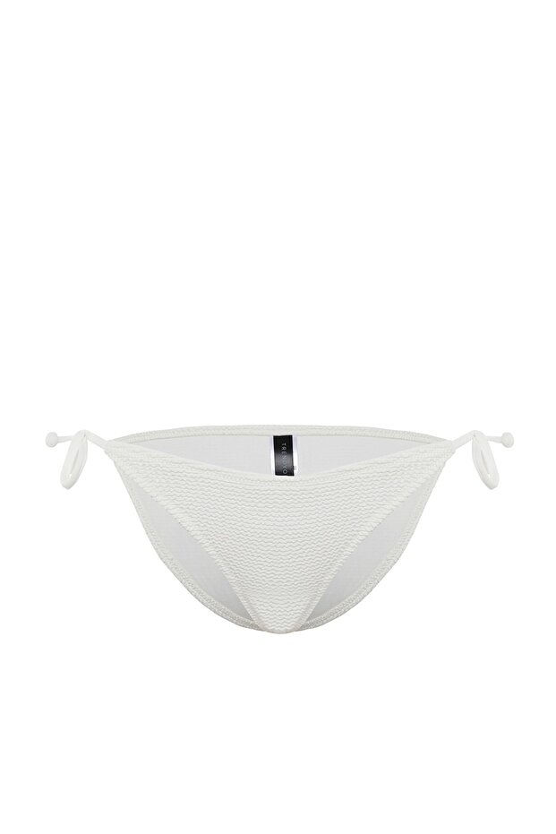 Beyaz Bağlamalı Dokulu Regular Bikini Altı TBESS23BA00222 - 9