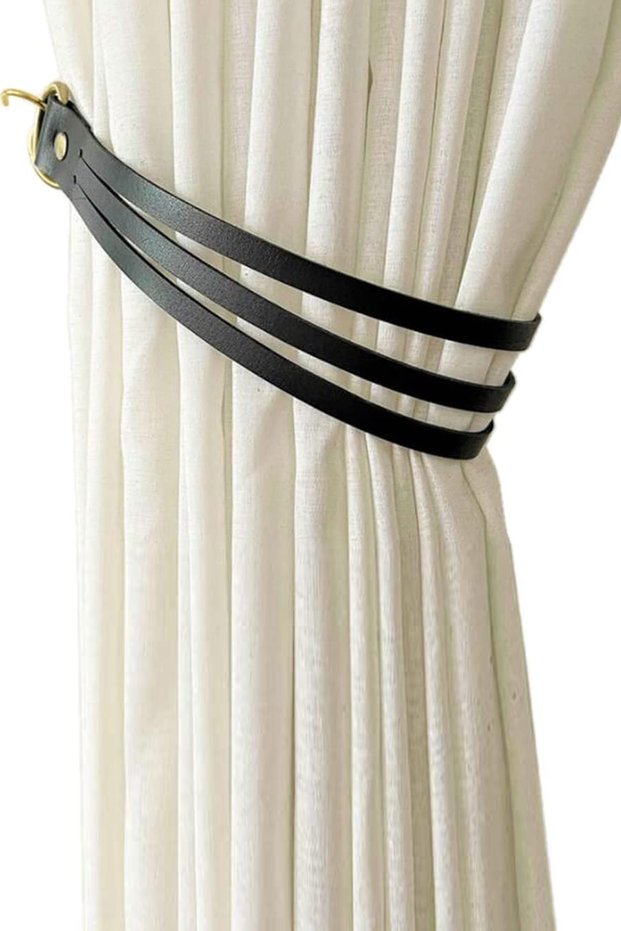 Background Curtain Collector Decorative 2-Piece Tulle Sunshade Leather Curtain Tie Practical Curtain Holder