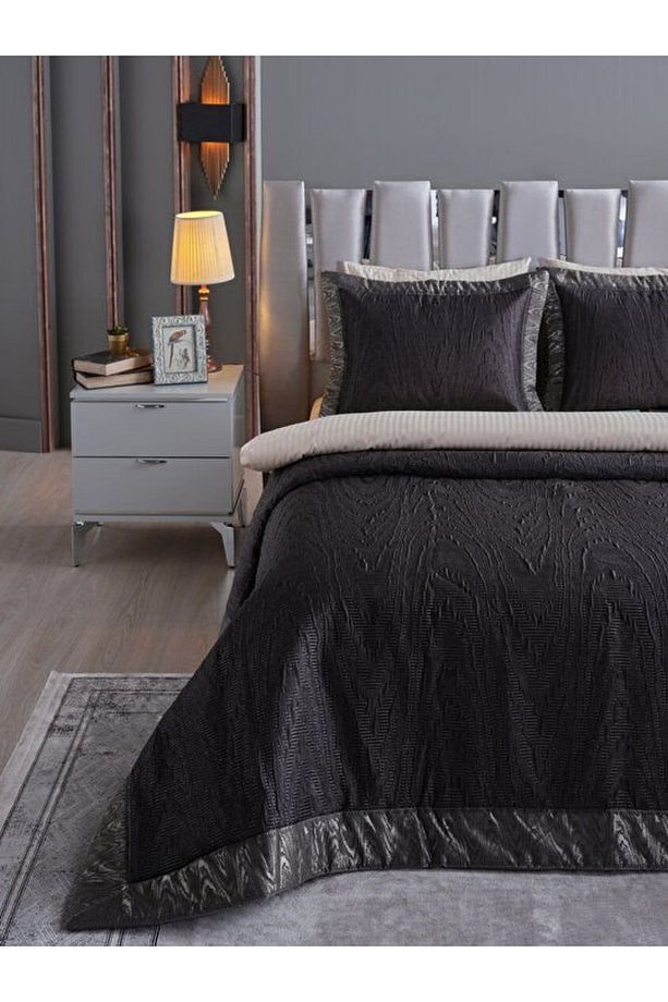 Doqu Home Intra Çift Kişilik Yatak Örtüsü Siyah - 5